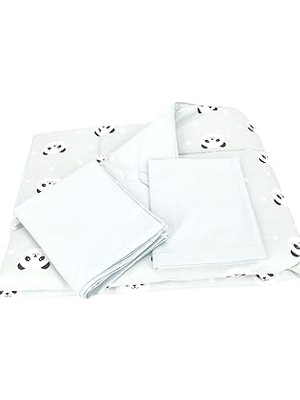 Nacario Bebek El Yapımı Panda Desenli Yorgan Çarşaf Yastıklı Üçlü Set