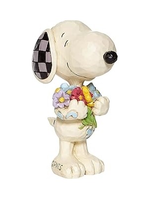 Nacario Enesco Peanuts By Jim Shore Snoopy Bahar Çiçekleri Tutan Minyatür Heykelcik, 7 Cm, Çok Renkli