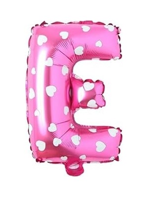 Nacario E Harfi 16 Inç Pembe Kalpli Renk Folyo Balon 36 cm (Pembe)