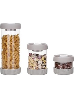 Nacario Vip Ahmet Yuvarlak Vakumlu Cam Saklama Kabı, 3'lü Set (450 ML+840 ML+1500 Ml)
