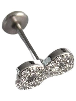 Nacario 316L Çelik Gümüş Renk Zirkon Taşlı Sonsuzluk Model Tragus Piercing - TJ-PR1345