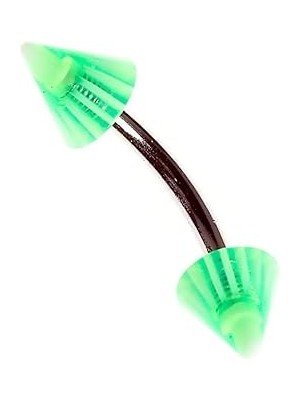 Nacario Rouge Moulin Curved Barbel Çelik Spike Piercing TDGR00890, Yeşil