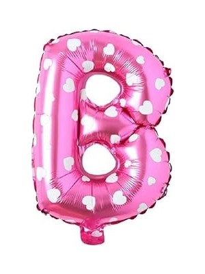 Nacario B Harfi 16 Inç Pembe Kalpli Renk Folyo Balon 36 cm (Pembe)
