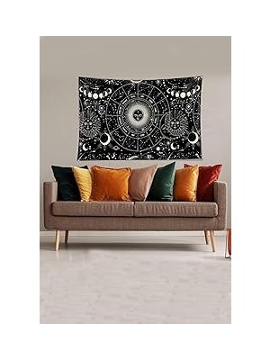 Nacario Pelangi Siyah Yıldız Haritası Desenli Tutmaz Kadife Kumaş Duvar Örtüsü Duvar Halısı Tapestry Y