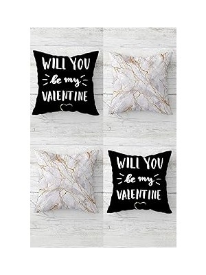 Nacario Pelangi Will You My Valentine Mermer Gizli Fermuarlı Kırlent Kılıfı Koltuk Yastık Kılıfı Takı