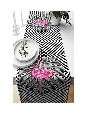 Nacario Pelangi Flamingo Detaylı Geometrik Desen Tutmaz Kumaş Salon Mutfak Masa Değişik Ranır Modeller