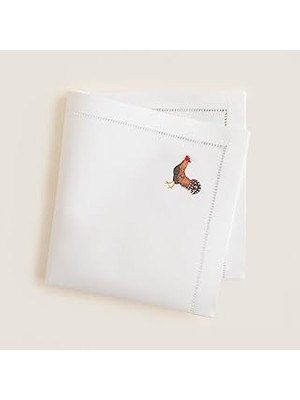 Nacario Cock Nakıslı Peçete 40X40 cm Beyaz