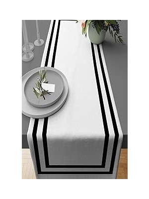 Nacario Viva 40X140CM Klasik Çerçeveli Tay Tüyü Dokuma Tutmaz Kumaş Masa Örtüsü Runner Rn