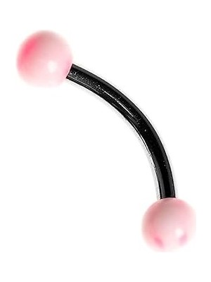 Nacario Rouge Moulin Curved Barbel 316 L Bioplast Piercing TDGR00867, Pembe-Beyaz