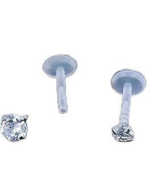Nacario Anti-Alerjik Bioplast Taşlı Labret Piercing, Şeffaf