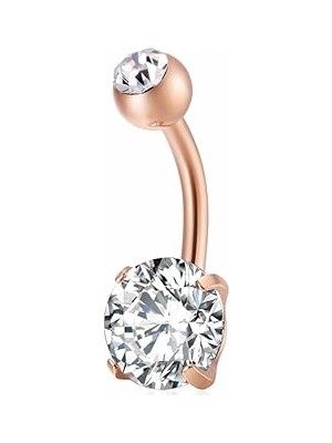 Nacario Chavin Beyaz Taşlı Çelik Göbek Piercing DT91RS