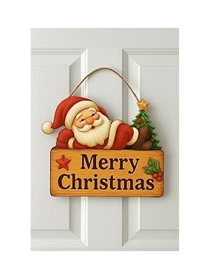 Nacario Yıldızlı Ahşap Noel Kapı Süsü Yılbaşı Mazemeleri Yılbaşı Temalı Hediyeler 2026 (25-20 Cm)