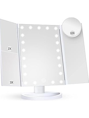 Nacario Valkyrie LED Işıklı Katlanabilir Makyaj Aynası - 2x 3x 10X Büyütme Modu - Dokunmatik Touch Ekran -