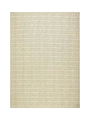 Nacario Textile Ekru Renk Karo Desenli Jüt Halı Kilim 120 x 180 cm