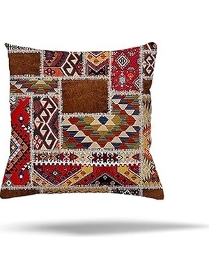 Nacario Pelangi Renkli Kilim Etnik Desen Gizli Fermuarlı Yastık Kılıfı Kırlent Kılıfı Koltuk Yastık Kılıfı,