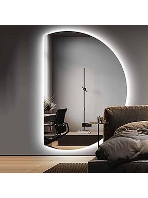 Nacario LED Arkadan Aydınlatmalı Yarım Ay Banyo Aynası 51 x 35 Inç, Ayarlanabilir Parlaklık, Buğu Önleyici,
