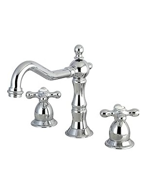 Nacario Brass KS1971AX Heritage Widerspread Lavatory Musluk With Metal Cross Handle, Cilalı Krom B