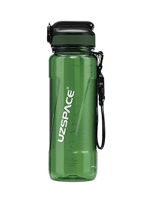 Nacario Uzspace 850ML Pipetli Ölçü Skalalı Şeffaf Gövde Tritan Su Matarası (Yeşil)