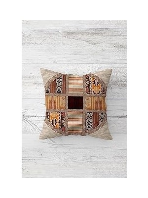 Nacario Pelangi Kilim Motifli Çift Tarafı Baskılı Gizli Fermuarlı Yastık Kılıfı Kırlent Koltuk Yastık Kılıf