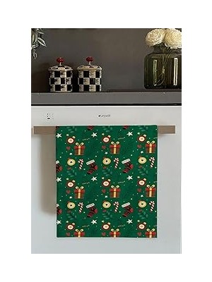 Nacario Viva Yeşil Yeni Yıl Temalı Yılbaşı Fırın Mutfak Havlusu 30X50CM