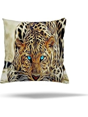 Nacario Pelangi Leopar Desen Gizli Fermuarlı Yastık Kılıfı Kırlent Kılıfı Koltuk Yastık Kılıfı, Leopar 45 x