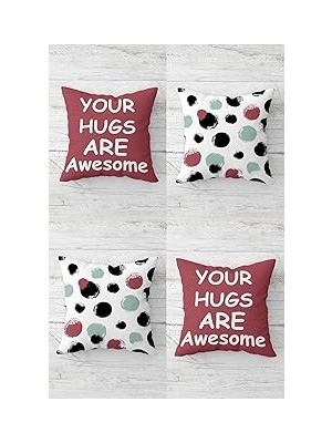 Nacario Pelangi Your Hugs Are Awesome Sevgili Gizli Fermuarlı Kırlent Kılıfı Koltuk Yastık Kılıfı TAKIM(4AD