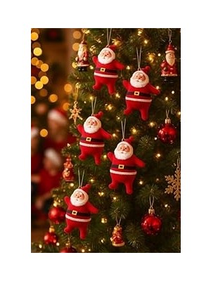Nacario 5cm 6 Adet Mini Yılbaşı Ağacı Süsü Noel Baba Ağacı Süsü (6 Adet/paket)