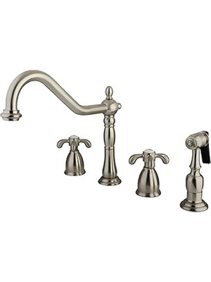 Nacario Pirinç KB1798TXBS Fransız Country Breitgefaechert Mutfak Musluk Pirinç Spray, Saten Nikel
