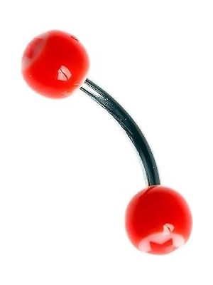 Nacario Rouge Moulin Curved Barbel 316 L Bioplast Piercing TDGR00868, Kırmızı