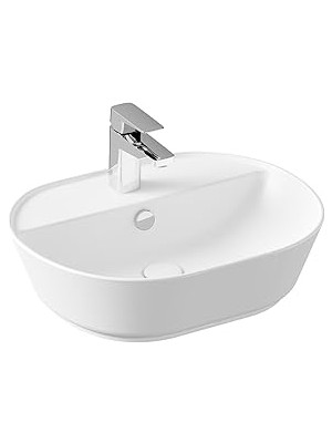 Nacario Geo 7428B001-0001 Oval Çanak Lavabo 55 Cm, Mat Beyaz