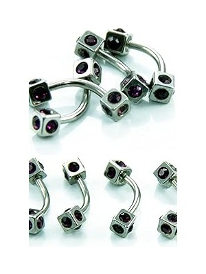 Nacario Rouge Renkli Taşlı Küp Uçlu Kaş Piercing TDGR00514