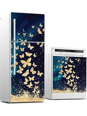 Nacario Buzdolabı Bulaşık Makinası Beyaz Eşya Sticker Kaplama 3D Kelebekler