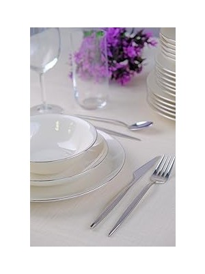 Nacario Tabakevi Tabak Evi Porselen Chic Platin Yemek Takımı 24 Parça 6 Kişilik