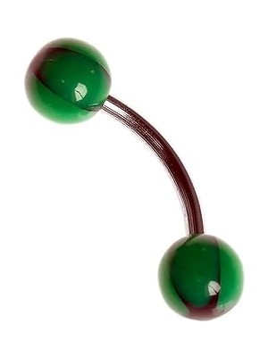 Nacario Rouge Moulin Curved Barbel 316 L Bioplast Piercing TDGR00866, Siyah Yeşil