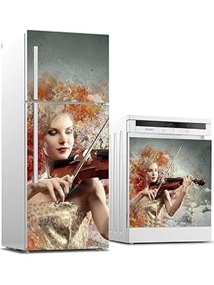 Nacario Buzdolabı Bulaşık Makinası Beyaz Eşya Sticker Kaplama Keman Güzellik