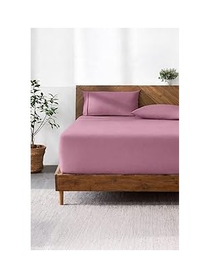 Nacario Lastikli Çarşaf HIPOALERJENIK%100 Pamuk Penye Kumaş Lila 120X200 Cm, Luxcarsaf