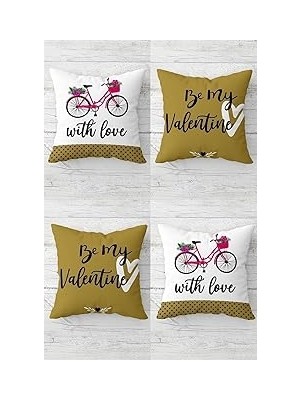 Nacario Pelangi My Valentine Sevgili Bisiklet Gizli Fermuarlı Kırlent Kılıfı Koltuk Yastık Kılıfı Takım(