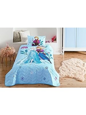 Nacario Taç Frozen Flower Power Cpp Standart Pamuk-Polyester Nevresim Takımı, Mavi, Tek Kişilik