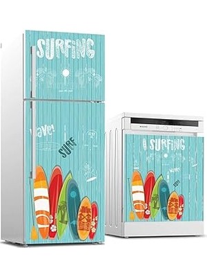Nacario Buzdolabı Bulaşık Makinası Beyaz Eşya Sticker Kaplama Surfing