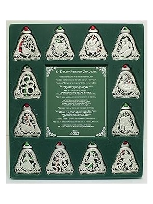 Nacario 12 Günlük Noel Süs Seti, 12'li Metal Süs Seti, 7,7 Cm, Abbey & Ca Gift