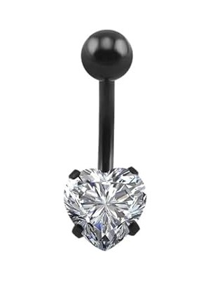 Nacario Chavin Beyaz Taşlı Siyah Çelik Göbek Piercing DP47