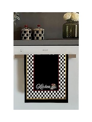 Nacario Viva Siyah Dama Desen Fırın Mutfak Havlusu 30X50CM