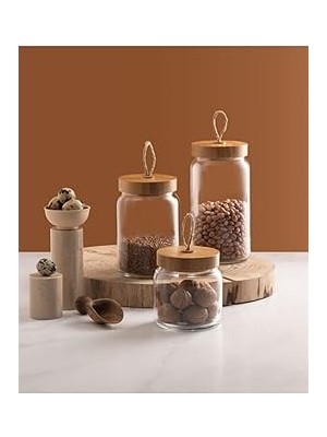 Nacario Paşabahçe-Woody 3lü Kavanoz Set
