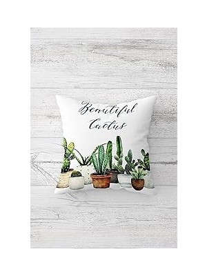 Nacario Pelangi Beautiful Cactus Yazılı Çift Taraflı Gizli Fermuarlı Yastık Kılıfı Kırlent Koltuk Yastık Kı