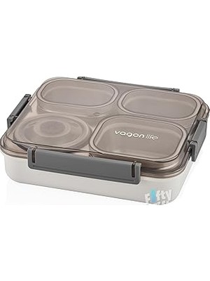 Nacario Vagonlife Büyük Ebat 1200 ml (Sızdırmaz,karışmaz 4 Bölmeli) Lunch Box Yeni Nesil Sefer Tası -FF7080