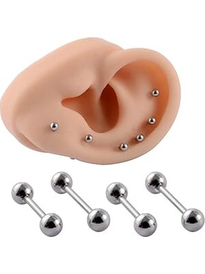Nacario Çelik Iki Tarafı Top Piercing Kıkırdak Piercing, Gri