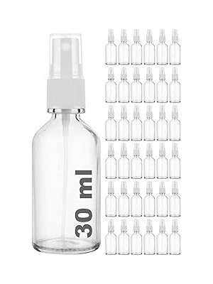 Nacario Afracam 30 ml Şeffaf Sprey Kapaklı Beyaz Fısfıs Kolonya Dezenfektan Parfüm Cam Şişe (36)