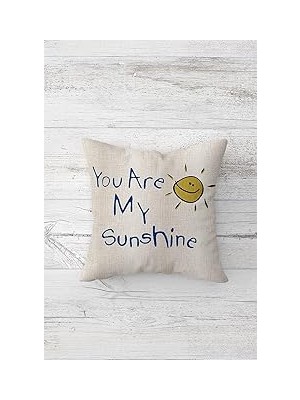 Nacario Pelangi You Are My Sunshine Çift Tarafı Baskılı Gizli Fermuarlı Yastık Kılıfı Kırlent Koltuk Yastık