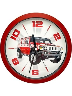 Nacario Serisi Jeep Desenli Kırmızıduvar Saati 25 cm
