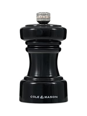Nacario Cole & Mason H233066 Hoxton Siyah Parlak Tuz Değirmeni, Aşınmayan Seramik Mekanizması, Ayarlanabili